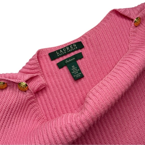 Lauren Ralph Lauren Medium Pink‎ Ribbed Knit Boat Sweater - Picture 4 of 4